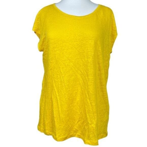 Tahari Linen Yellow Top Size Large Yellow NEW With Tag - Picture 1 of 5